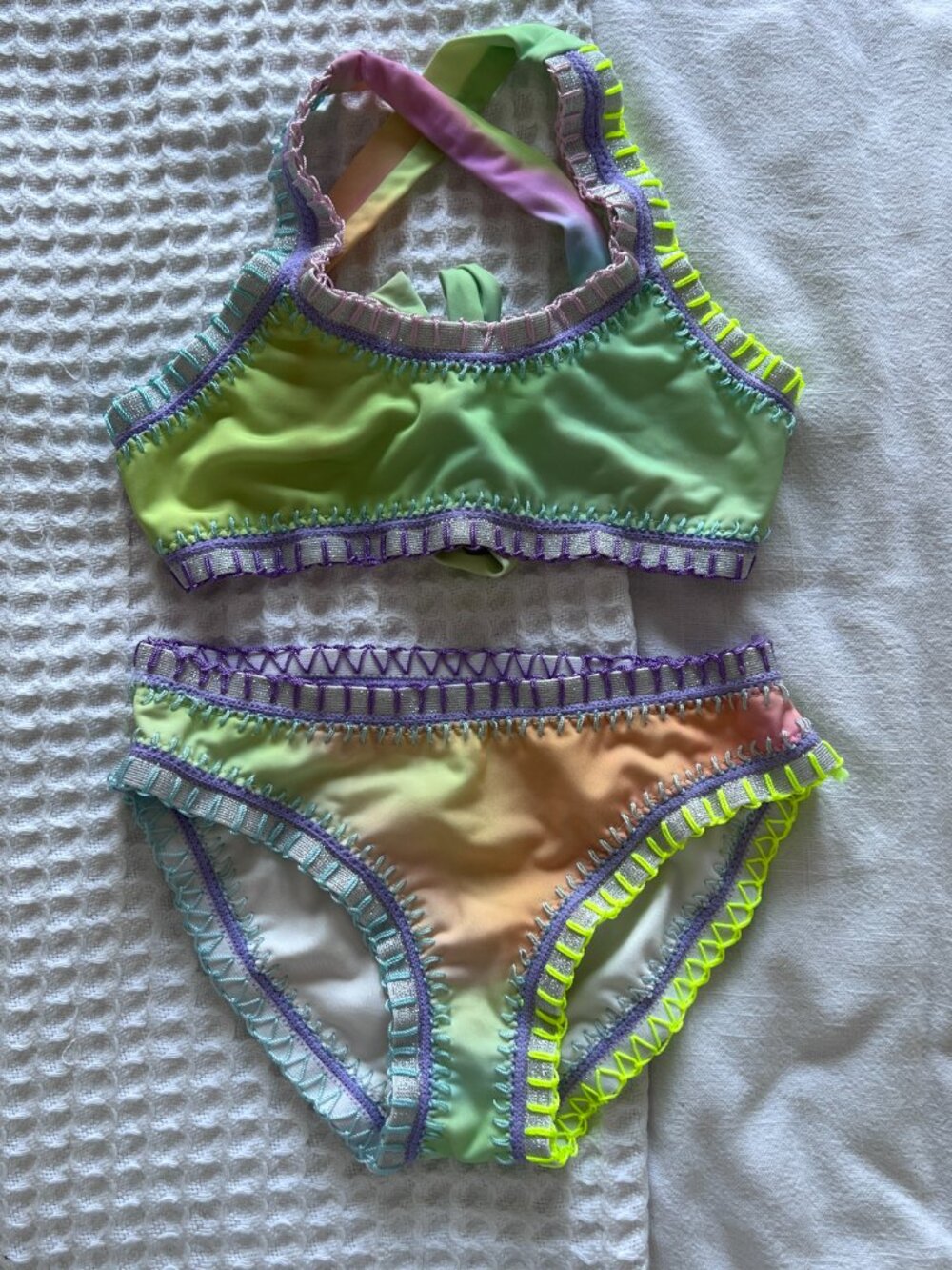 PQ Swim Sporty Rainbow Tie Dye Embroidered Bikini